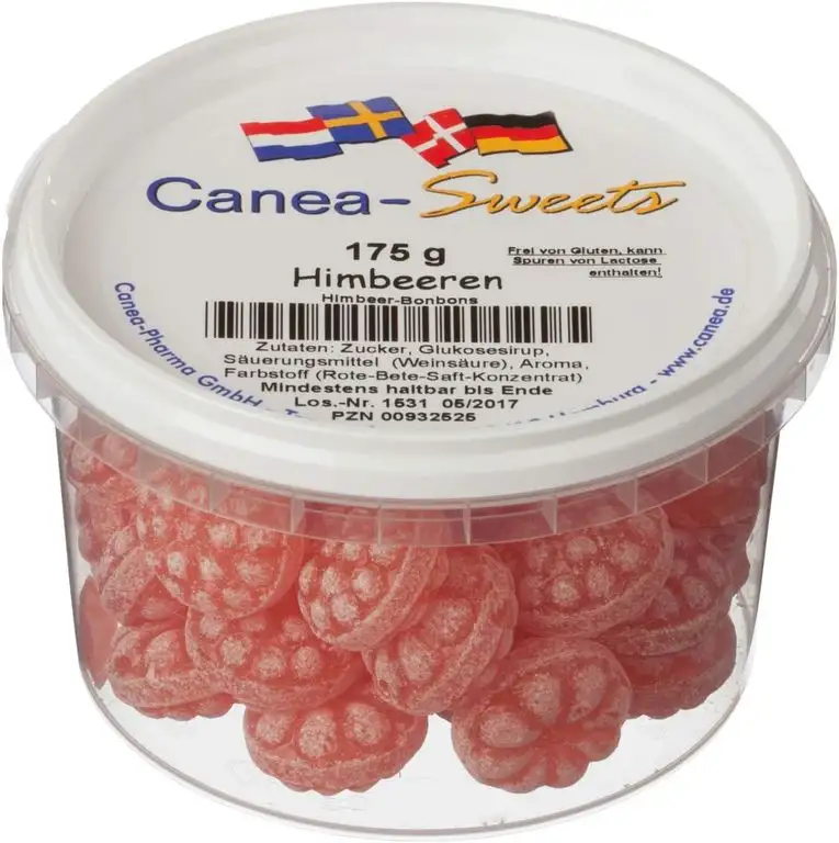 Canea-Sweets Beerenstarke Himbeer-Drops, HIMBEEREN Bonbons Dose, 1er Pack (1 x 175 g)