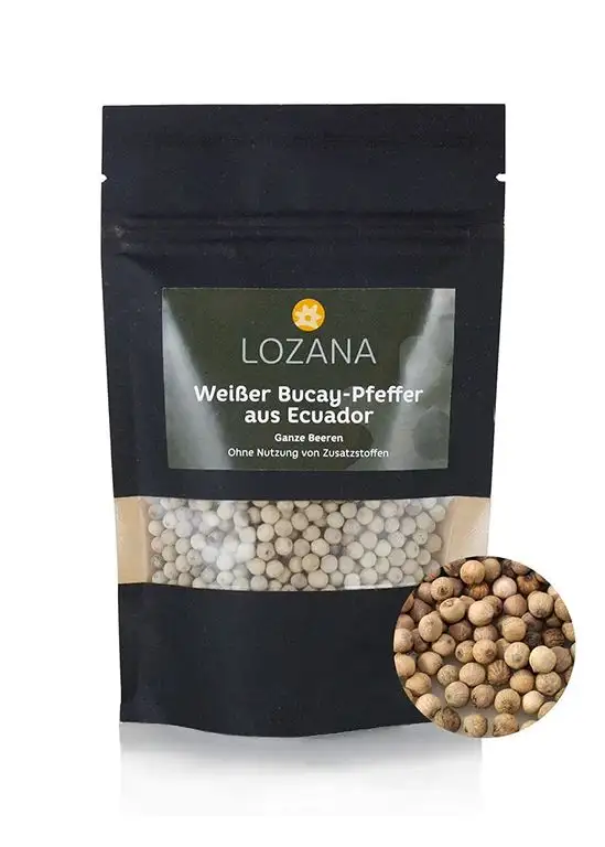 Weißer Bucay-Pfeffer ( 70 g ) ganze Pfefferkörner Gourmet-Pfeffer für Mörser und Mühle