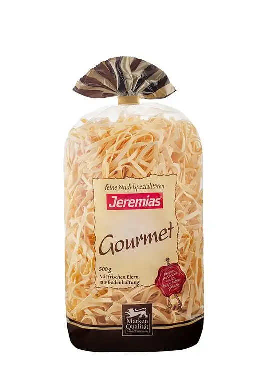 Jeremias Bandnudeln 4 mm gewalzt, Gourmet Frischei-Nudeln, 2er Pack (2 x 500 g Beutel)