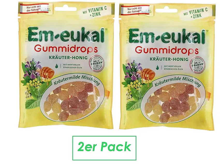 Halsbonbon Kräuter-Honig - Mit wertvollen ätherischen Ölen - Gummidrops - perfekter Begleiter in der Erkältungszeit - 2er Pack (2*90 g)
