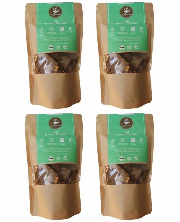 eat Performance® Protein Cracker (4x 100g) - Bio, Paleo, Glutenfrei, Laktosefrei, Ohne Milch, Aus 100% Natürlichen Zutaten