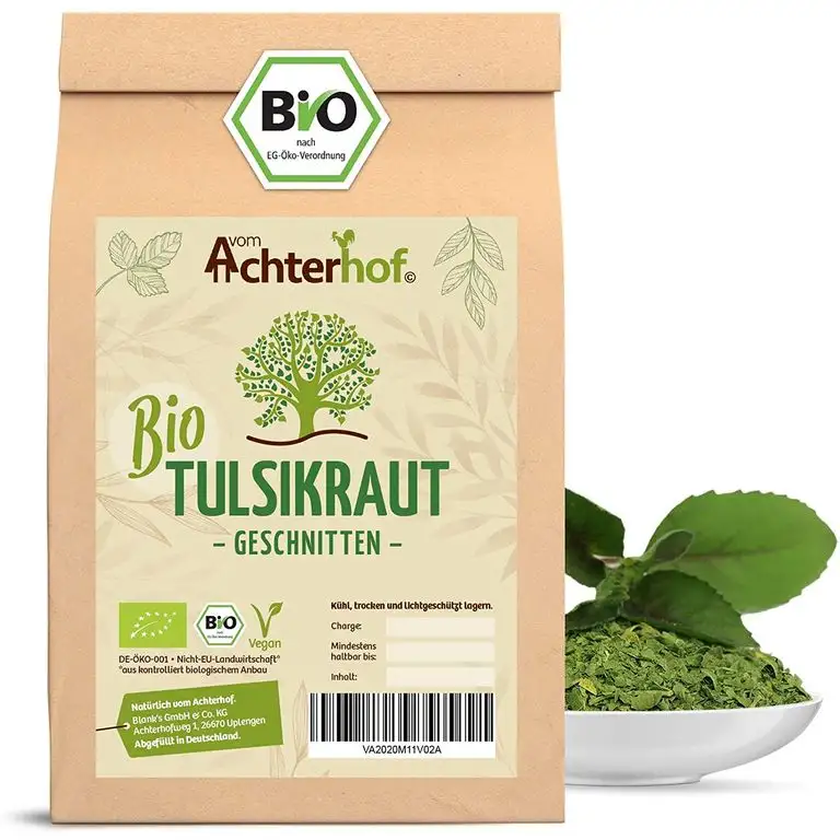 Tulsi Tee Bio (100g) Tulsikraut gerebelt indischer Basilikum