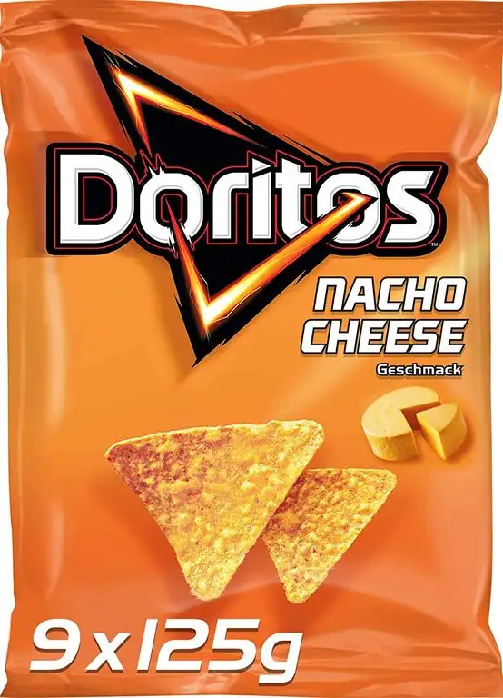 Doritos Nacho Cheese - Käse Tortilla Nachos - Herzhafter Snack zum Knabbern aus Mais - 9 x 125g