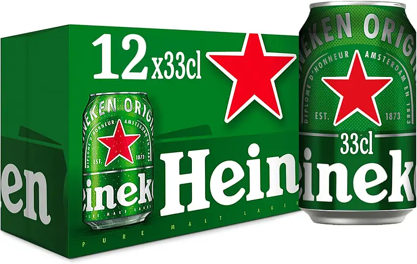 Heineken Bier - Packung mit 12 Dosen x 330 ml (Gesamt: 3,96 l)
