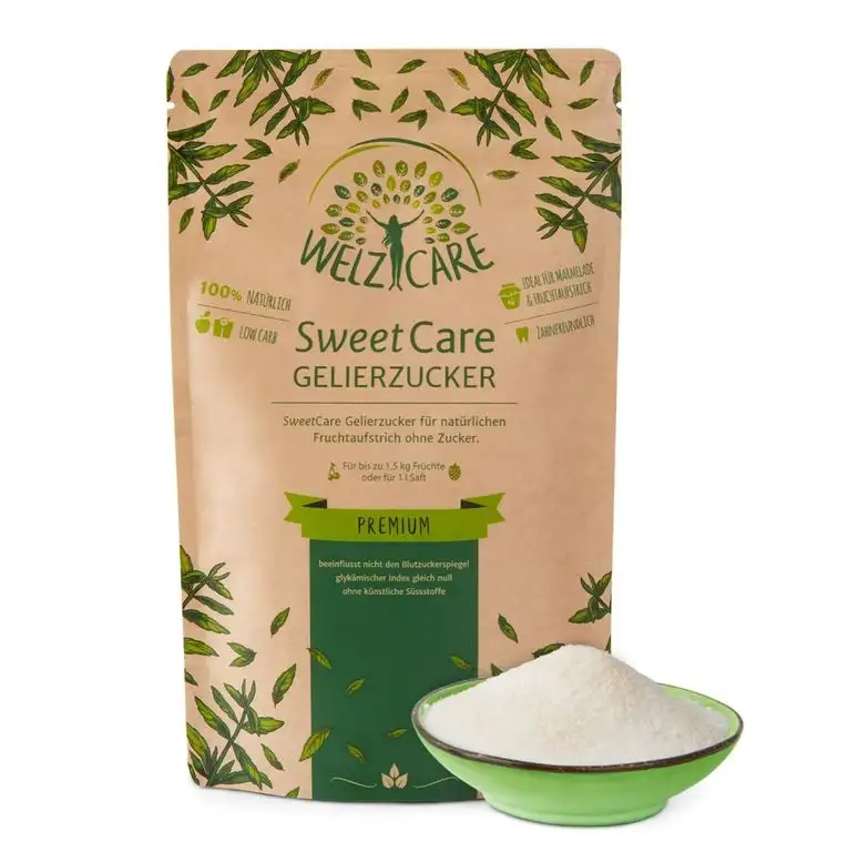 SweetCare PREMIUM Gelierzucker - Zuckerersatz – 100% Vegan – keine Kalorien – Low Carb – mit Erythritol und Stevia – Made in Germany - 200g