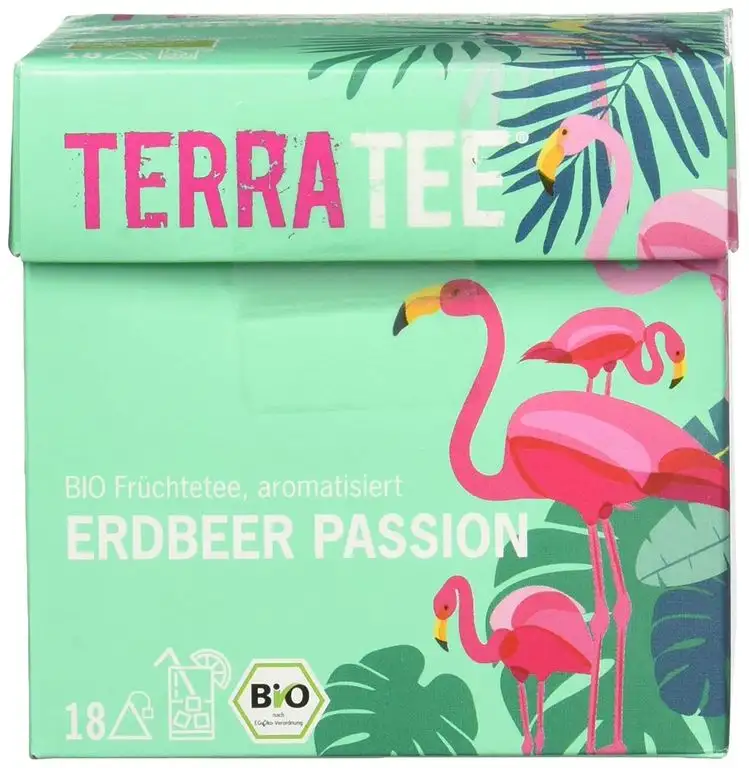 Terra Tee Bio Früchtetee - Erdbeere Passion, 4er Pack (4 x 45 g)