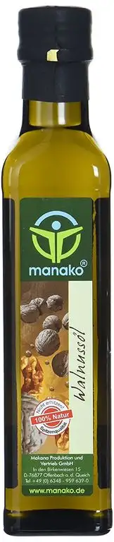 manako Walnussöl, raffiniert, 100% rein, 250 ml Glasflasche (1 x 0,25 l)