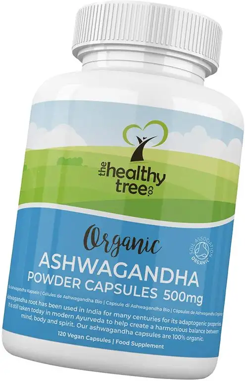 Bio Ashwagandha Kapseln von TheHealthyTree Company - Vegan, 100% natürlich, ayurvedisches, adaptives Heilkraut für Geist, Körper und Seele - 120 x 500mg Ashwagandha Wurzel Tabletten
