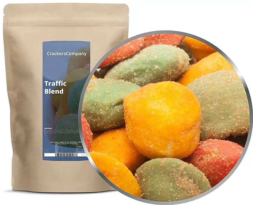 1 x 400g Ampel Mischung mit Erdnuss Wasabi Chili Gelb Rot Grün vegetarisch fettarm Partymischung