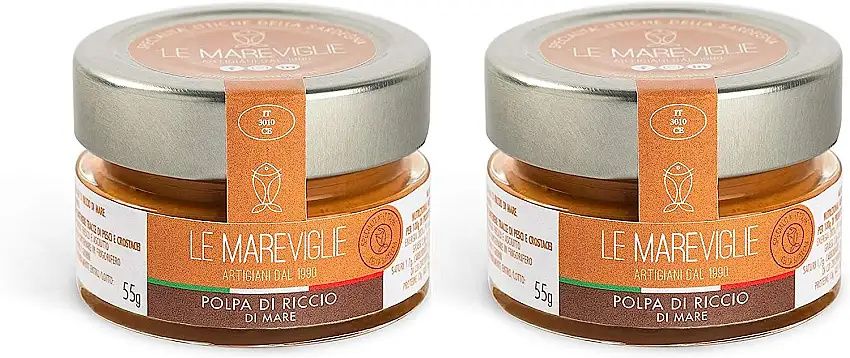 Seeigel - Pulpe Le Mareviglie - 2 Packungen mit 55g - Handgefertigt in Sardinien, Italien - Kaviar des Mittelmeers