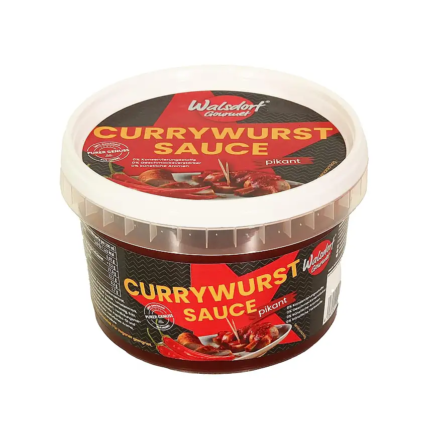 Walsdorf Gourmet Currywurst Sauce 500g / Curry Sauce aus hochwertigen Zutaten & vegan/pikante Currywurstsauce/Curry-Ketchup ohne Geschmacksverstärker