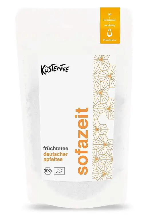Küstentee "sofazeit" BIO Apfel Früchtetee lose (90g) - Mit echten Apfelstücken & Minze - Ohne Zuckerzusätze & künstliche Aromen - fruchtiger Apfeltee