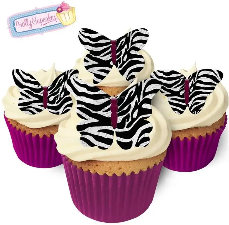 Essbare Schmetterlinge: 24 Zebra Design / Edible Wafer Butterflies: 24 Zebra Designs