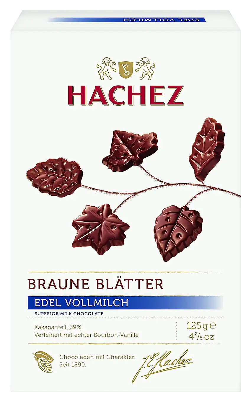 Hachez Braune Blätter Edel-Vollmilch, 2er Pack (2 x 125 g)