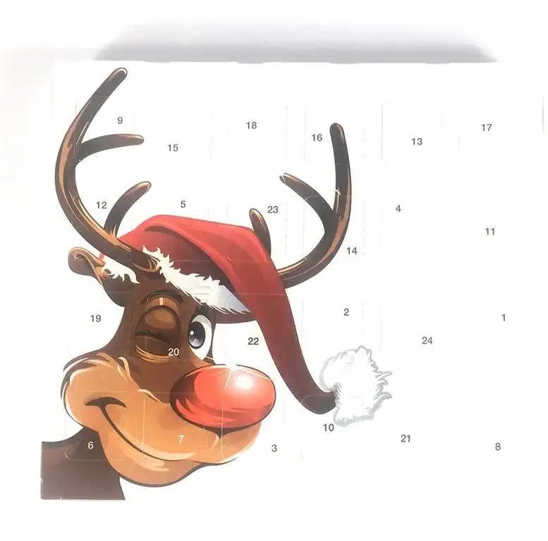 Tisch-Adventskalender Elch Rudi gefüllt mit 24 x Knusperkugeln von Brandt 21g