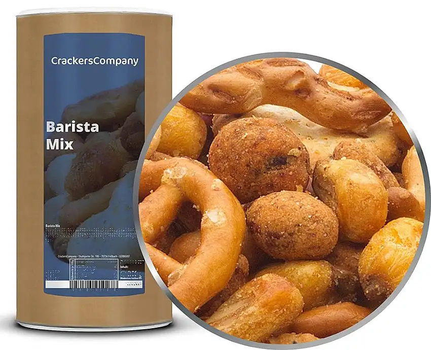 1 x 450g Barista Snackmischung vegetarisch mit Erdnüsse Salzgebäck und Cracker fettarm