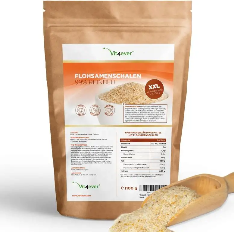 Flohsamenschalen 1,1 kg - 1100 g - Rückstandskontrolliert - 99% Reinheit - Herkunft: Indien - Low-Carb - Ballaststoffreich - Ohne Zusätze - Vegan - Laborgeprüft