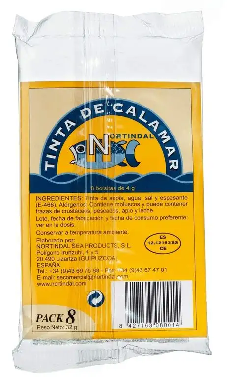 Tintenfisch-Farbe, flüssig, in Portionstütchen, 32g, 8 x 4g