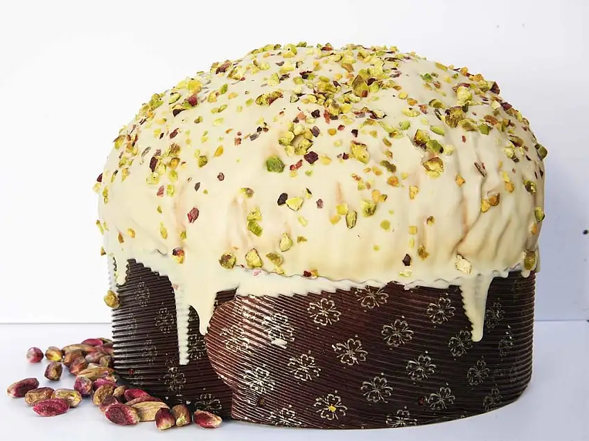 SICILFRUTTI PAN PISTACHIO PANETTONE 750 Gr.mit Pistazienmus DOP süß streichbare Qualität, 100% Made in Italy