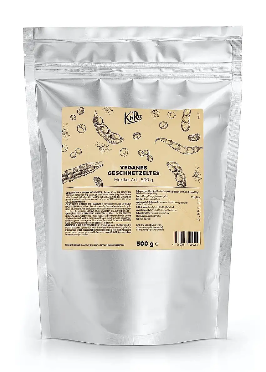 KoRo - Veganes Geschnetzeltes Mexico-Art 500g - Würzige Marinade - Verzehrfertig - Rein pflanzlicher Fleischersatz