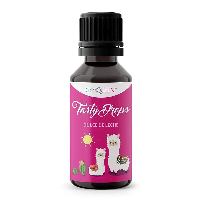 GymQueen Tasty Drops 30ml / Kalorienfreie, Zuckerfreie und Fettfreie Flavour Drops / Aroma Tropfen zum Süßen von Lebensmitteln / Geschmackstropfen ohne Künstliche Farbstoffe / Alpaka Dulce de Leche
