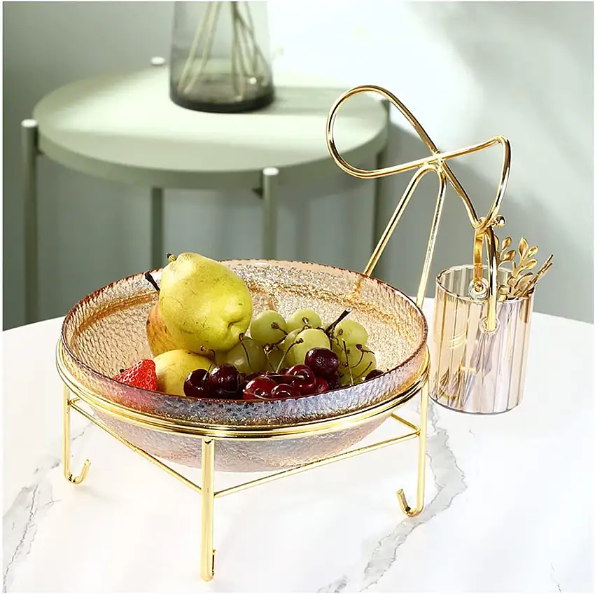 PEVSCO Obstkorb Kreative Licht Luxus Obstplatte Moderne Mode Wohnzimmer Couchtisch Home Große Kapazität Fruchtplatte Fruchtständer Kann getrennt Werden Dekorative Obstschalen für Zuhause (Color : B)