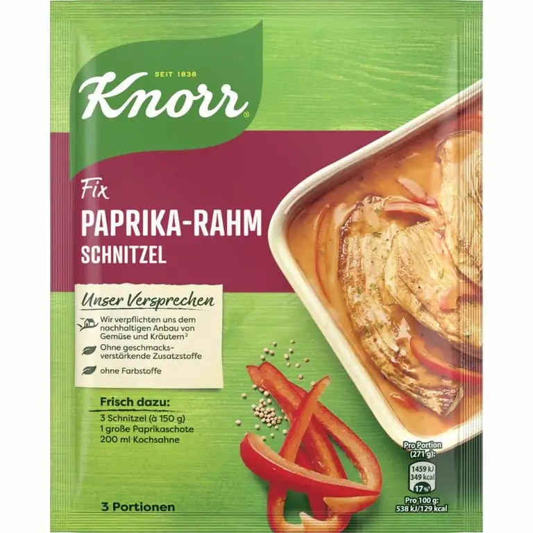 Knorr Fix Paprika-Rahm Schnitzel, 3 Portionen, 43g