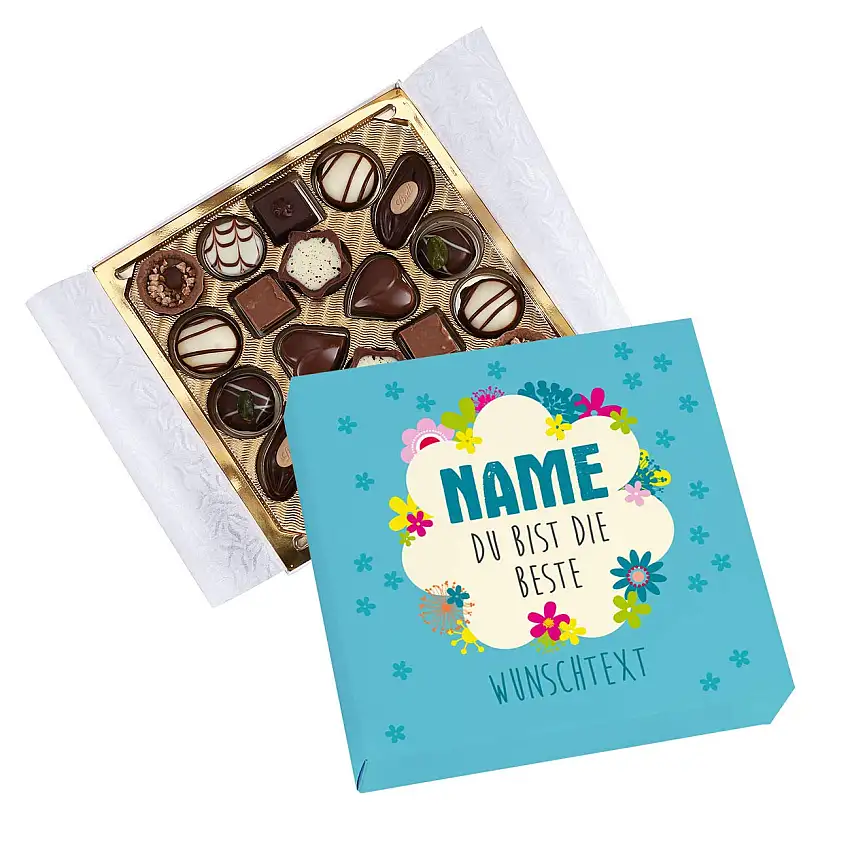 Herz & Heim® Lindt Pralinen in eigener Banderole - Du bist die Beste - mit Namen und Wunschtext