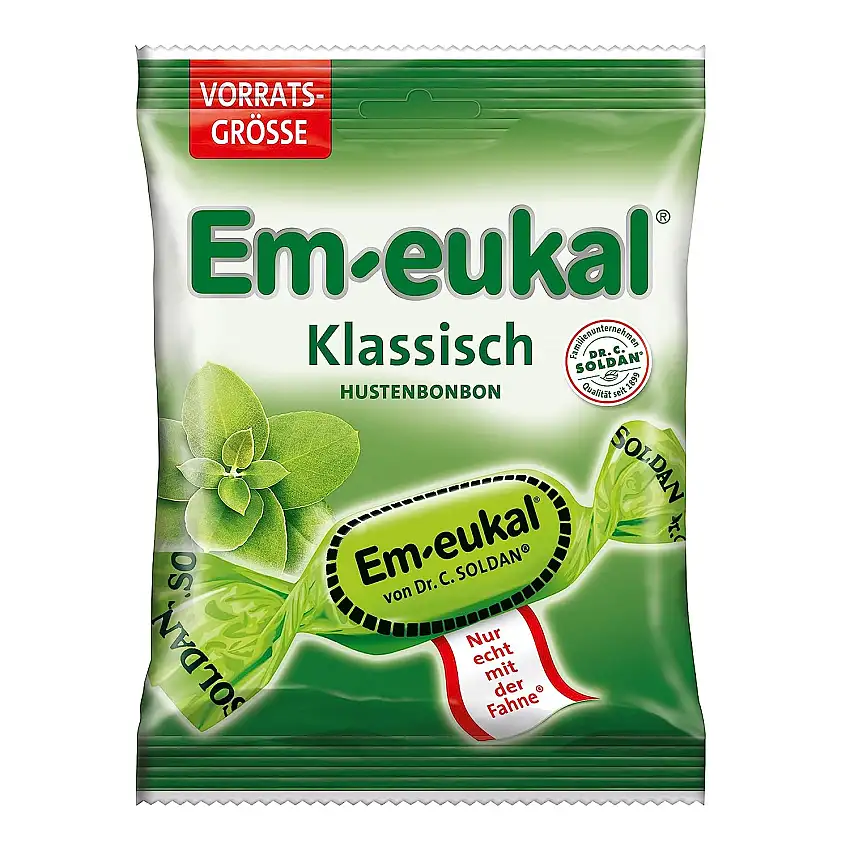 Em-eukal Klassisch Hustenbonbon zuckerhaltig Großbeutel 150g – Der Klassiker mit Eukalyptusöl und Menthol sorgt für den ganz besonderen Geschmack – Höchste Premiumqualität (1 x 150g)