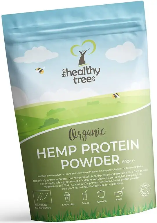 Bio Hanfprotein Pulver von TheHealthyTree Company - in Europa geerntet - vegan, reich an Omega-3, Eisen, Aminosäuren und Magnesium - Rohes Hanfproteinpulver Bio (600g)