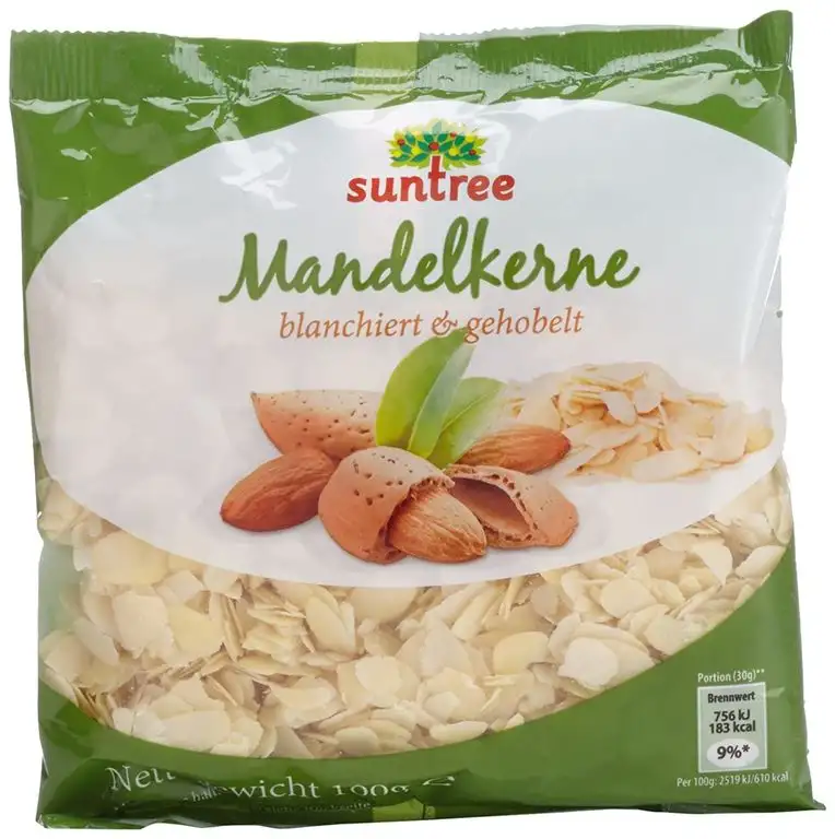 Suntree Mandeln blanchiert, gehobelt, 100g