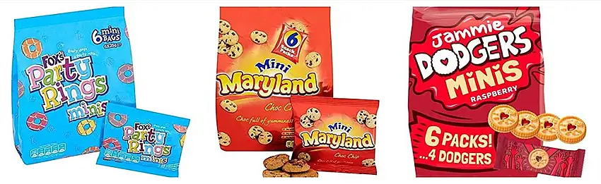 Mini Kekse Party Selektieren Pack. Jammie Dodgers, party Ringe, Maryland Choc Chip Cookie 19 klein beutel für Kinder Partys, butterbrotdosen, Snacks