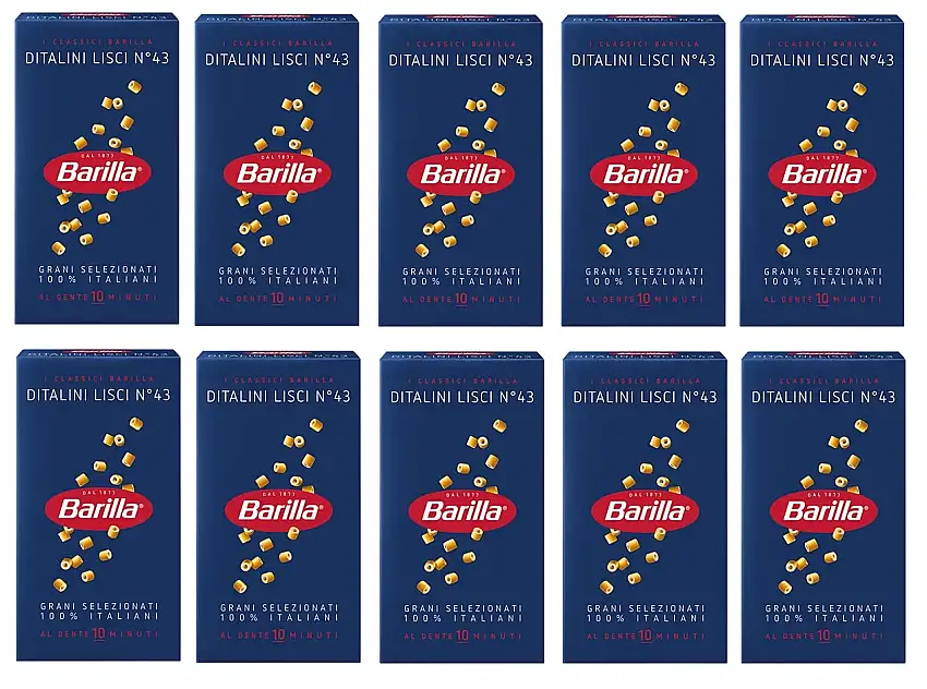 10x Pasta Barilla Ditalini lisci Nr. 43 italienisch Nudeln 500 g pack
