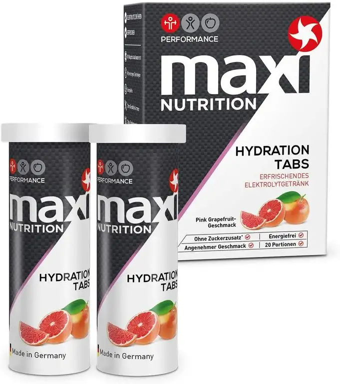 MaxiNutrition Hydration Tabs Pink Grapefruit – Sportgetränk nach dem Ausdauertraining - enthält die wichtigsten Elektrolyte für eine optimale Flüssigkeitsversorgung – 6er Pack (6 x 20 Tabs)
