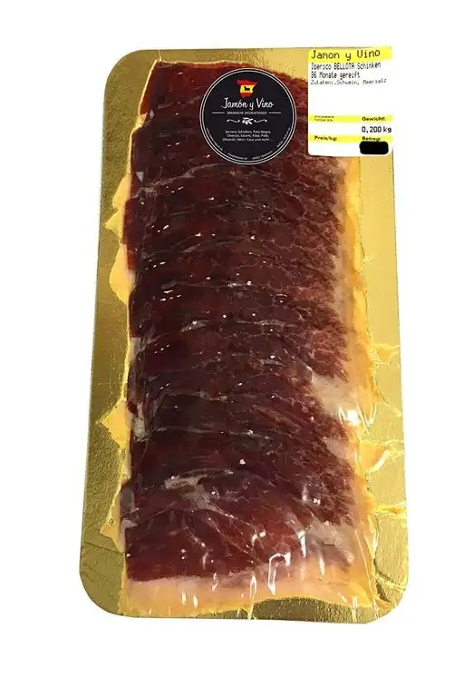 Pata Negra Ibérico BELLOTA Schinken, +36 Monate gereift, OHNE ZUSATZSTOFFE, geschnitten (2x 150g)