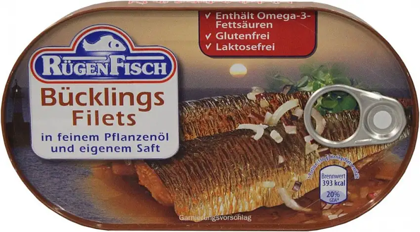 RügenFisch Bücklingsfilets in feinem Pflanzenöl und Eigensaft (200g Konserve)