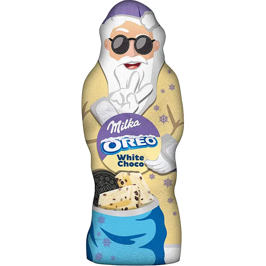 Milka Weihnachtsmann OREO White 1 x 100g, Weiße Schokolade mit OREO Keksstückchen