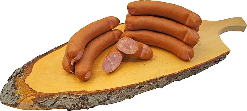 Käse Knacker | Käsewurst nach Debrecziner Art | Krainer | Snackwurst | Mettwurst geräuchert mit Emmentaler | 10 x 100g