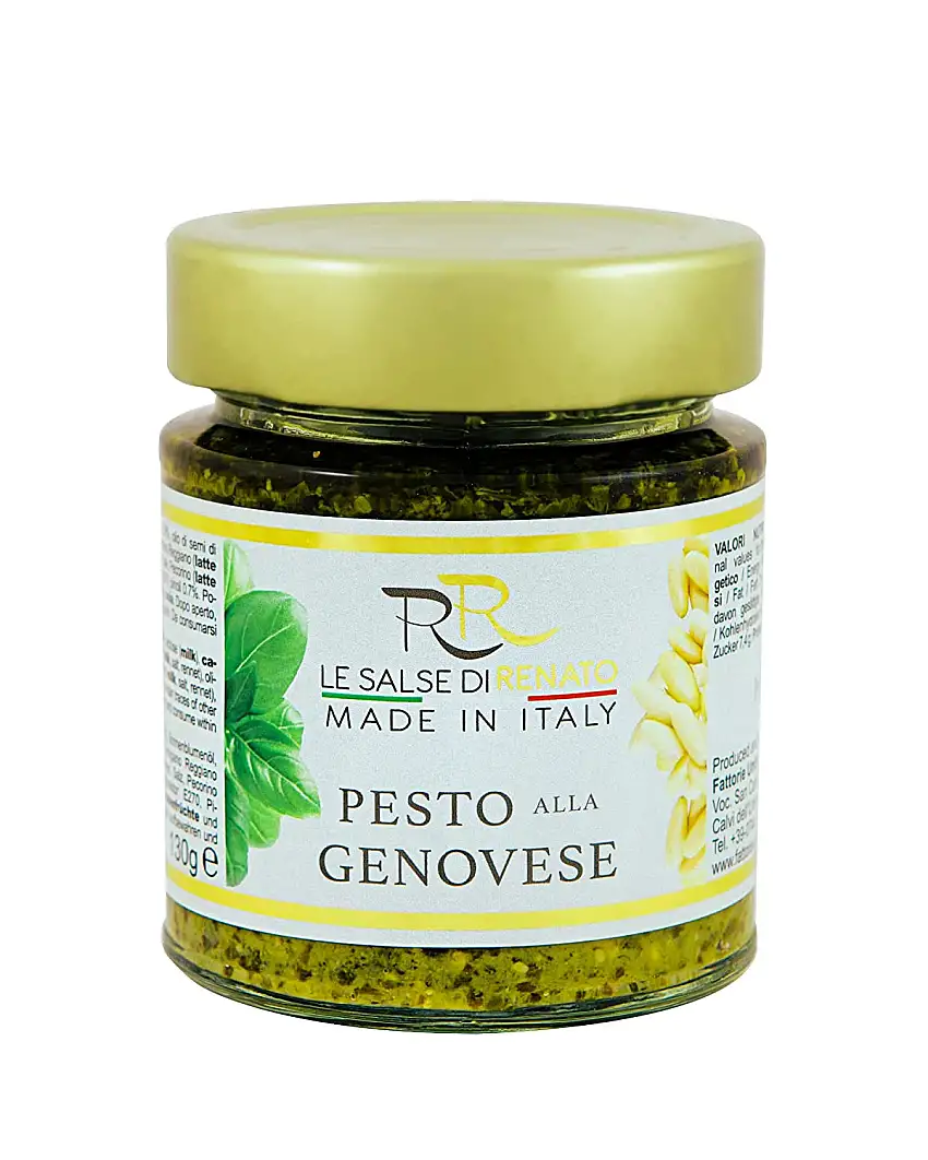 Le Salse di Renato Pesto alla Genovese (130g) der Feinkost Klassiker aus Italien aus 100% italienischem Basilikum und DOP Parmigiano Reggiano - Ideal für Nudeln oder für leckere Bruschetta
