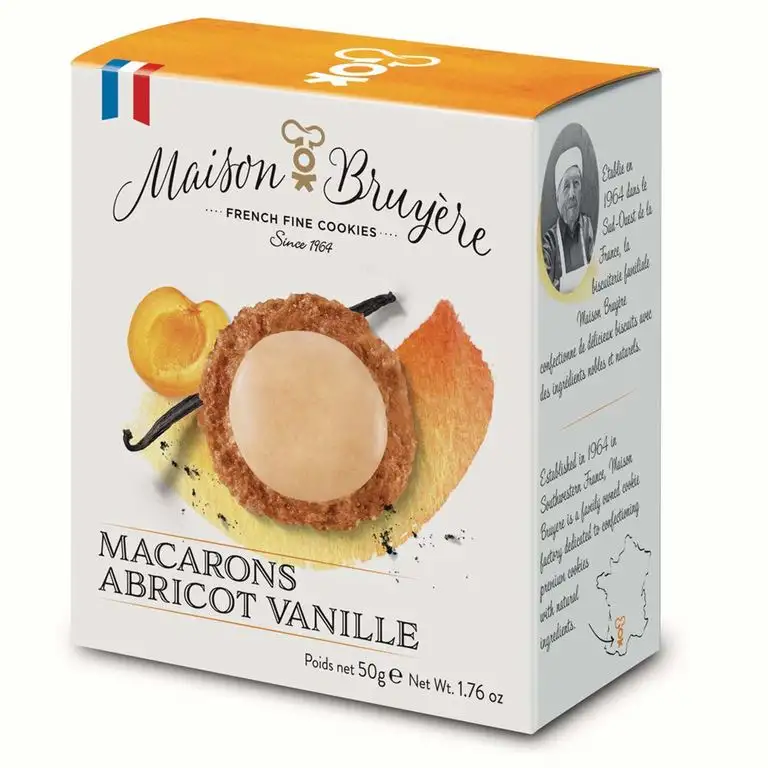 Maison Bruyere Aprikosen-Vanille Macaron Crisps aus Frankreich 50g