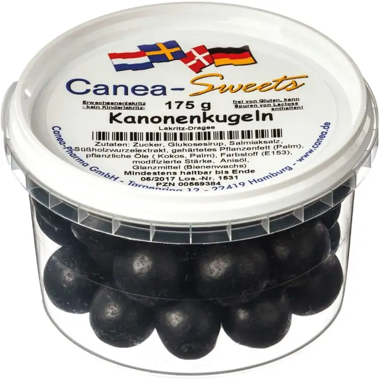 Canea-Sweets Süße Lakritzdragées für Erwachsene, KANONENKUGELN Dose, 1er Pack (1 x 175 g)
