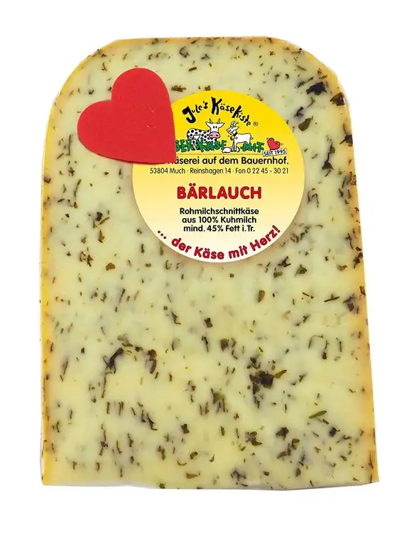 Bärlauch Käse | Jule's Käsekiste | Rohmilchkäse | Glutenfrei | Von Natur aus Laktosefrei (160 GR)