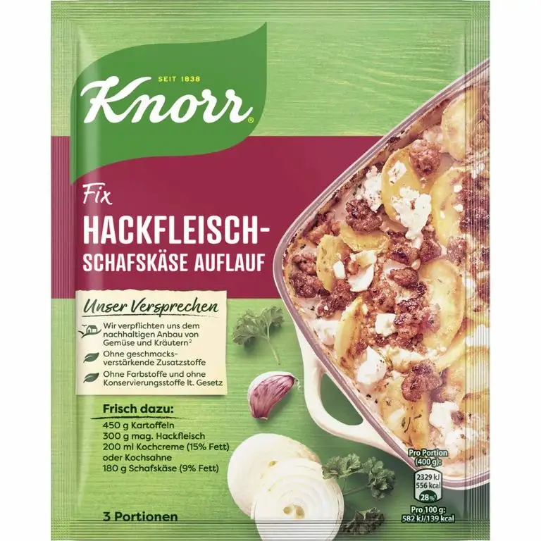 Knorr Fix Hackfleisch-Schafskäse-Auflauf 3 Portionen