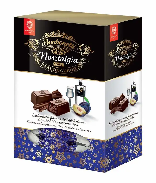 Schokoladencremgefüllte Weihnachtspraline mit Pflaumenschnaps 350g Bonbonetti Nostalgie szaloncukor