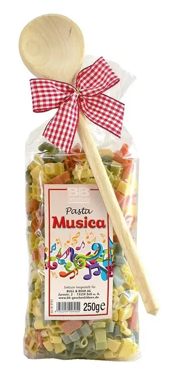 Pasta Präsent Musica mit bunten Notennudeln handgefertigt in deutscher Manufaktur