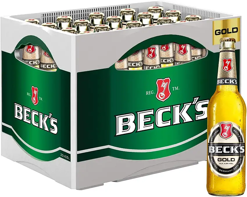 Beck's Gold Flaschenbier, MEHRWEG im Kasten, Pils Lager Bier, 20 x 500ml