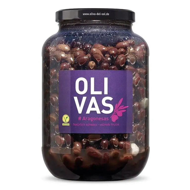 OLIVAS Aragonesas / 2.500 g (Gallone) * Natürlich schwarz – Vollreife Frucht - Der König unter den Oliven!
