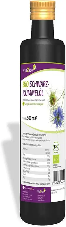 Bio Schwarzkümmelöl 500ml - kaltgepresstes Ägyptisches Schwarzkümmeloel - 100% Bio Qualität - Premium Qualität - Made in Germany