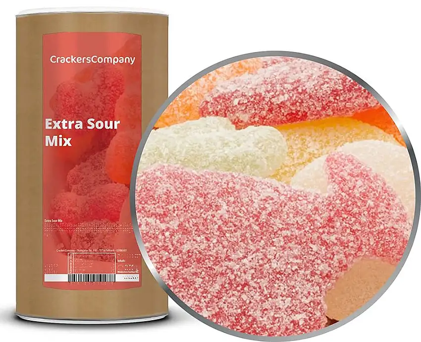 1 x 750g Fruchtgummi Extra Saure Stärke Mischung süß-sauer super fruchtig und frei von Gelatine vegetarisch glutenfrei laktosefrei