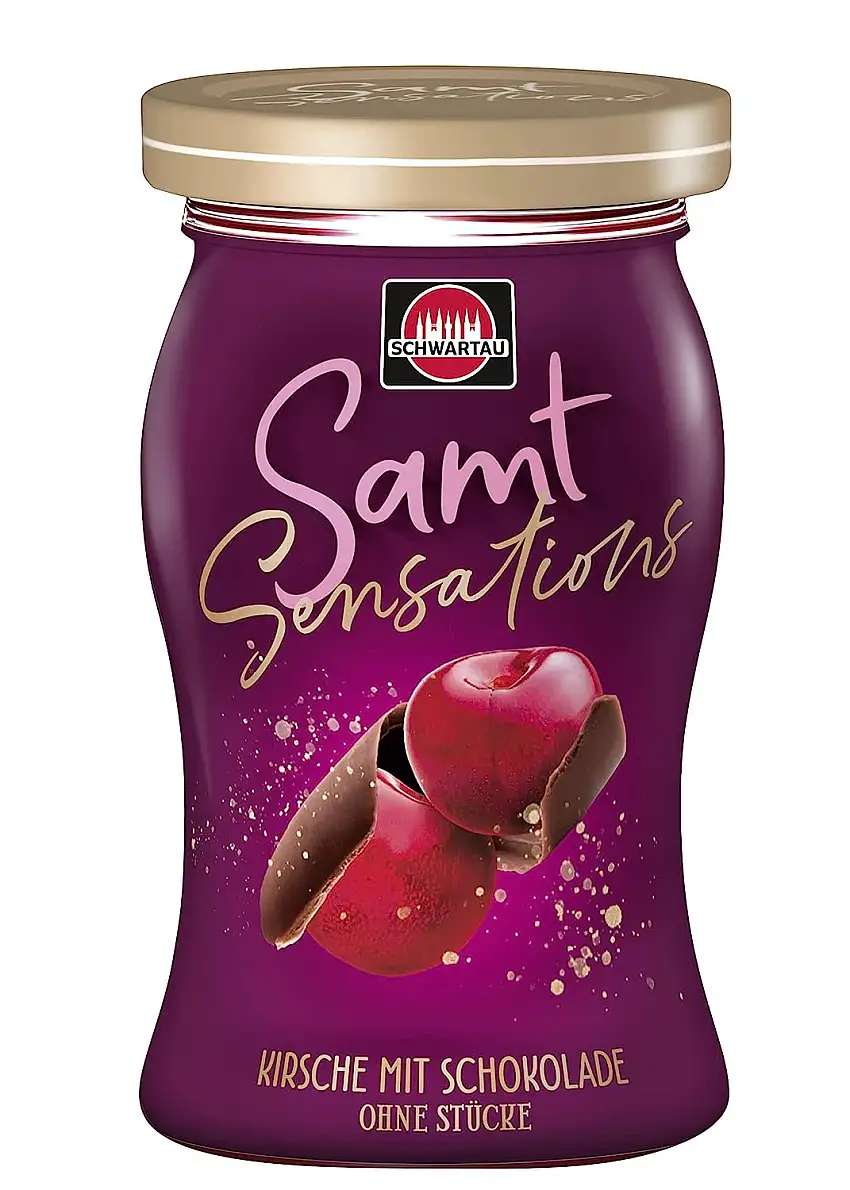 Schwartau Samt Sensations Kirsche Schokolade, Fruchtaufstrich ohne Stücke & ohne Kerne, 190g